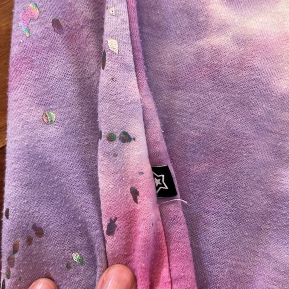 Pixie Lane dye long sleeve shirt with black smile face and iridescent splatter - Picture 3 of 3